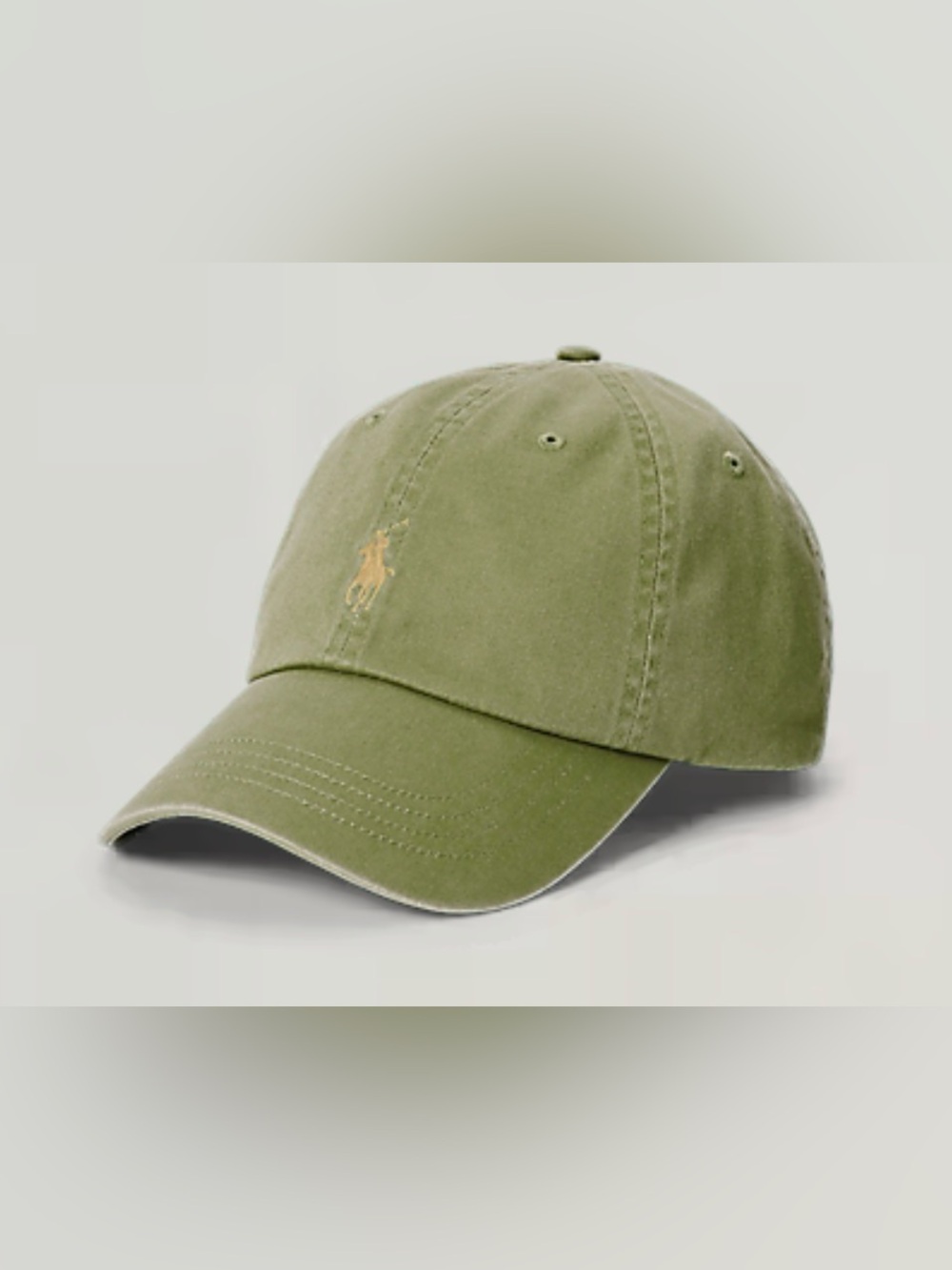 NWT Polo Ralph Lauren Olive with Beige Pony Cotton Chino Baseball Cap Hat